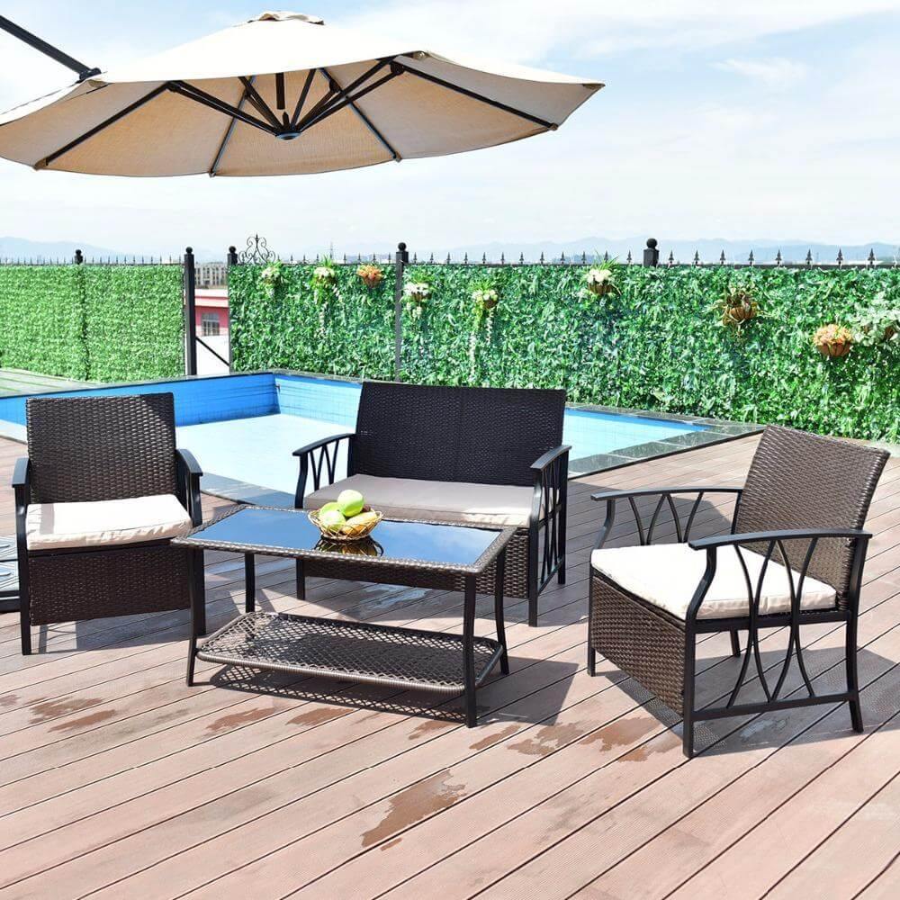 Comfortable Garden Furniture Sofa Set with Pillows - Luxicro
