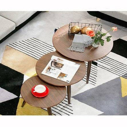 Classic 3 Piece Wood Coffee Table Set