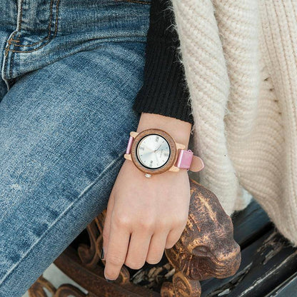 Stylish Wooden Ladies Watch with Date