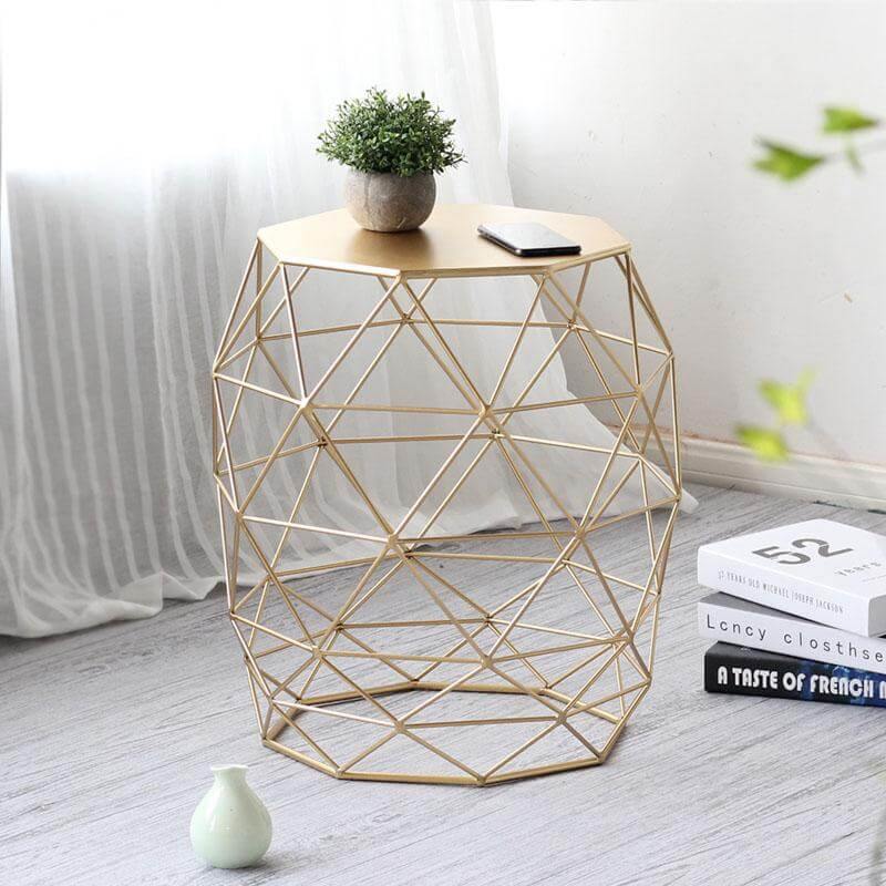Elegant Metallic Nightstand Table - Luxicro