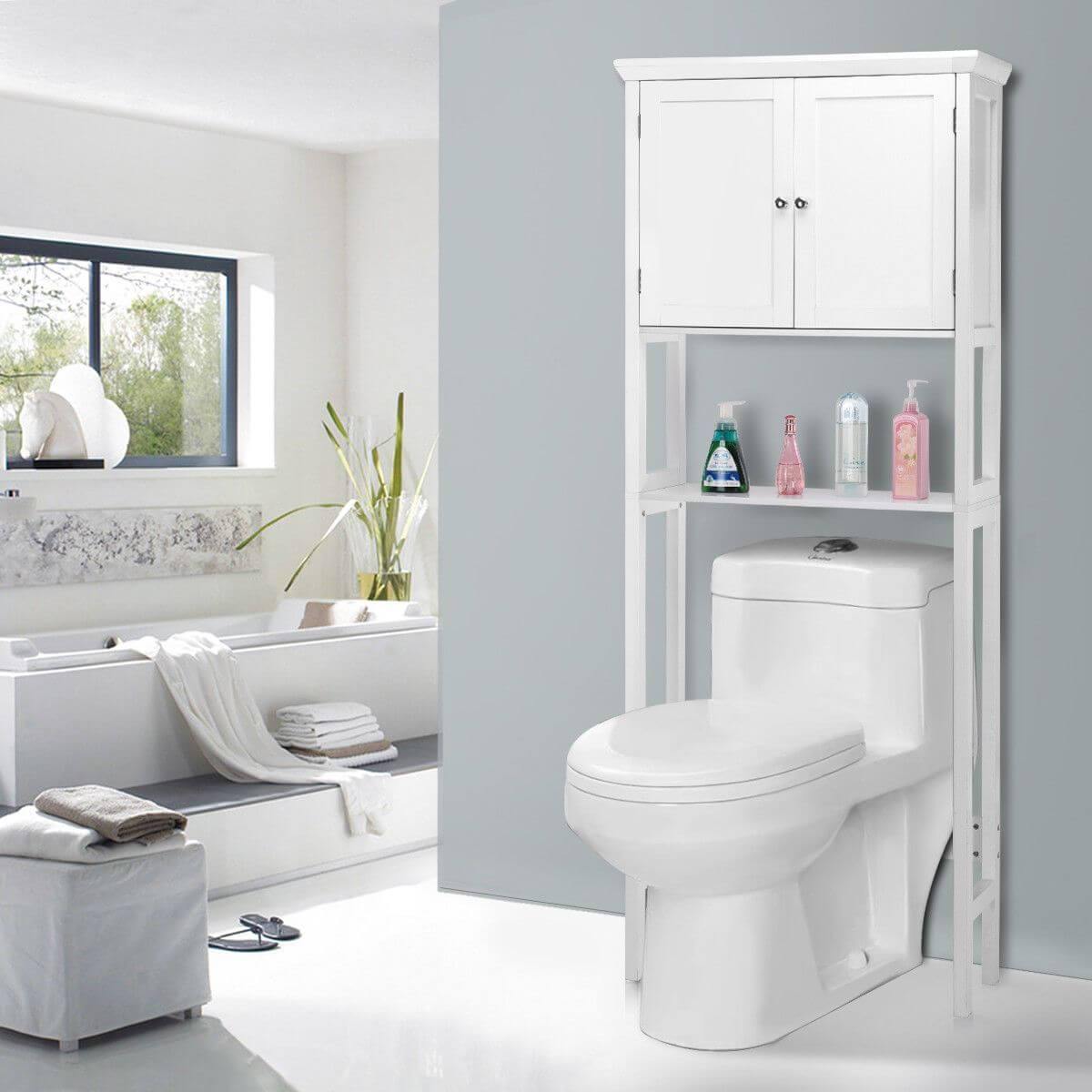 Space Saving Over Toilet Bathroom Storage Shelf Unit - Luxicro