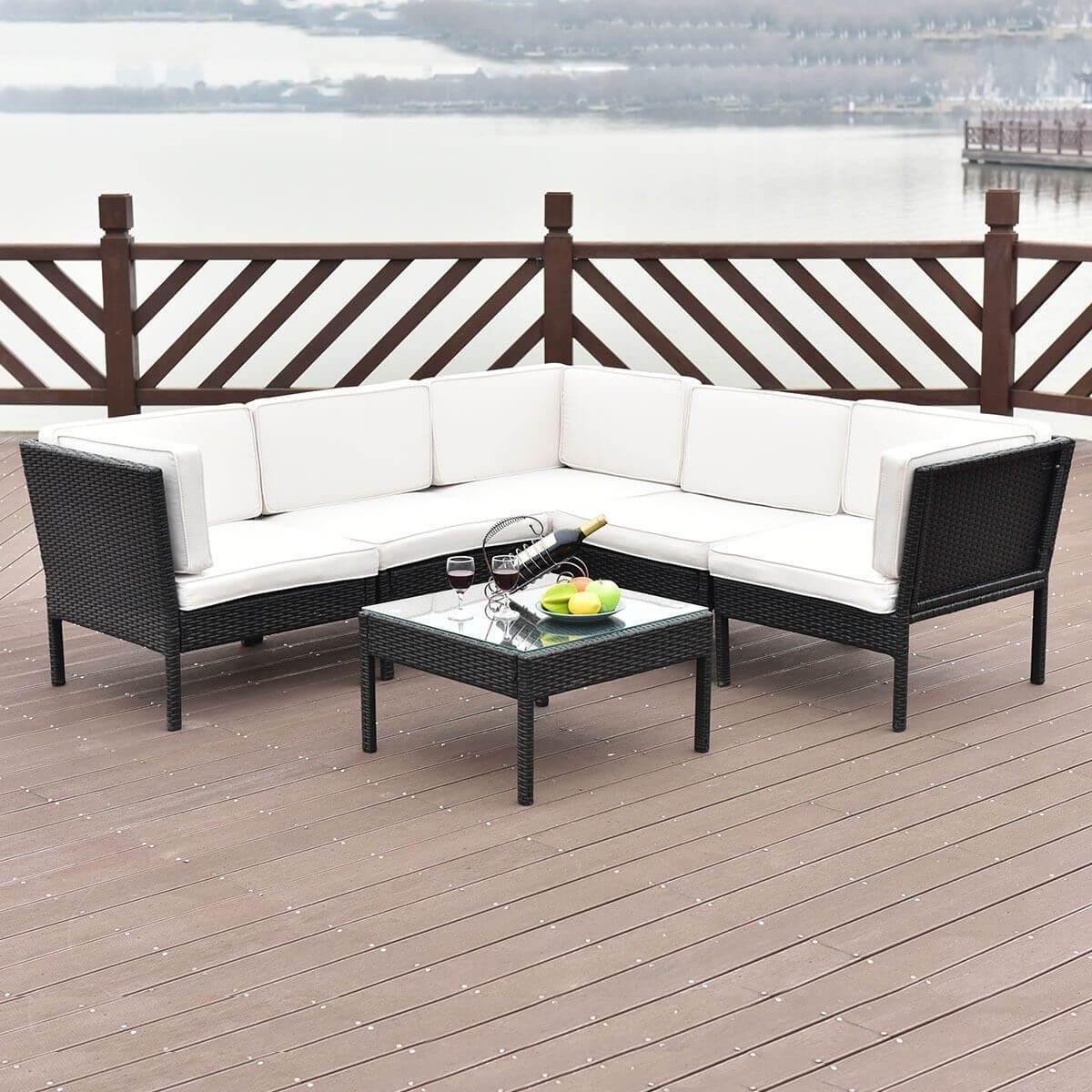 Cozy Outdoor 6 Piece Sectional Sofa Set with Table - Luxicro