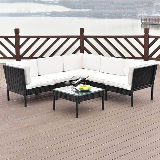 Cozy Outdoor 6 Piece Sectional Sofa Set with Table - Luxicro