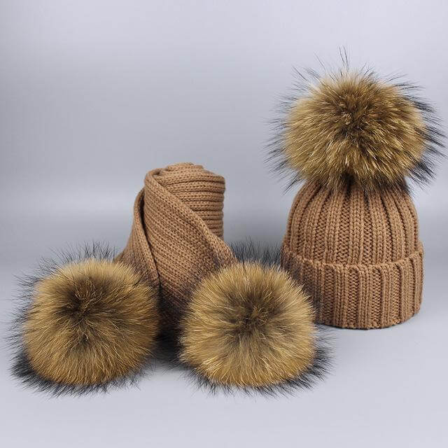 Soft Fuzzy Winter Hat Scarf Set