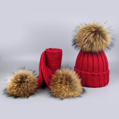 Soft Fuzzy Winter Hat Scarf Set