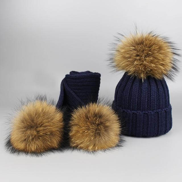 Soft Fuzzy Winter Hat Scarf Set
