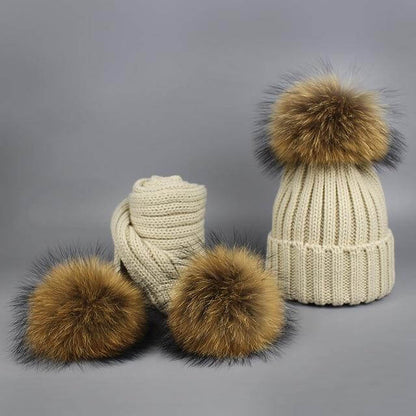 Soft Fuzzy Winter Hat Scarf Set - Luxicro