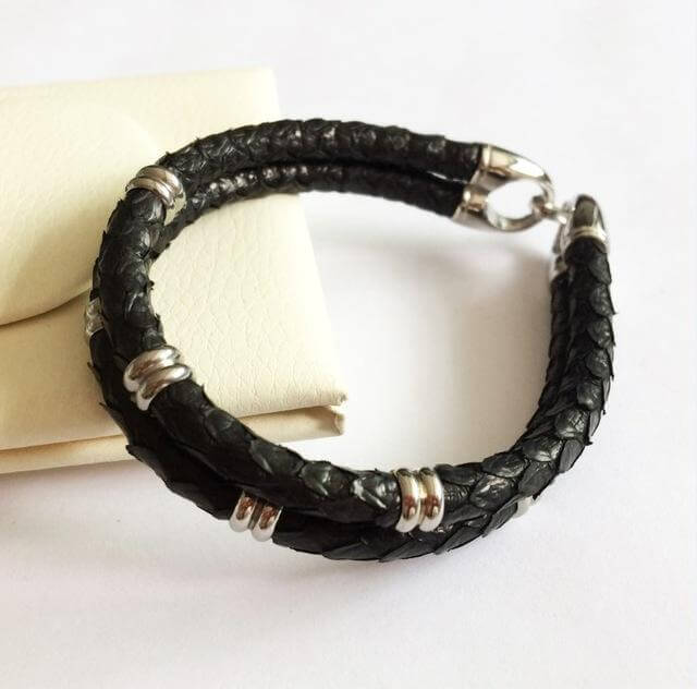 Authentic Reptile Pattern Leather Cuff