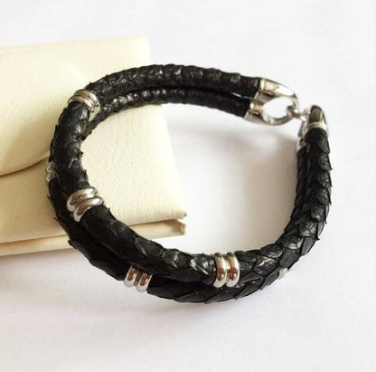 Authentic Reptile Pattern Leather Cuff