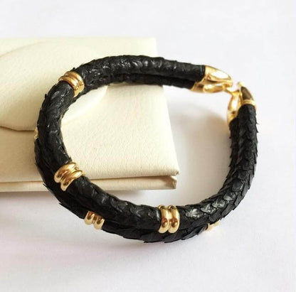 Authentic Reptile Pattern Leather Cuff