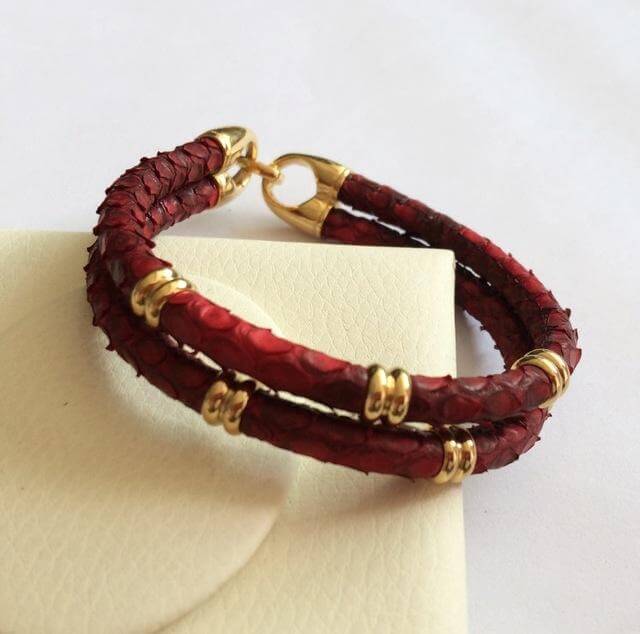 Authentic Reptile Pattern Leather Cuff