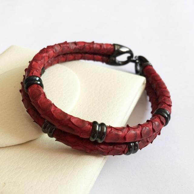 Authentic Reptile Pattern Leather Cuff
