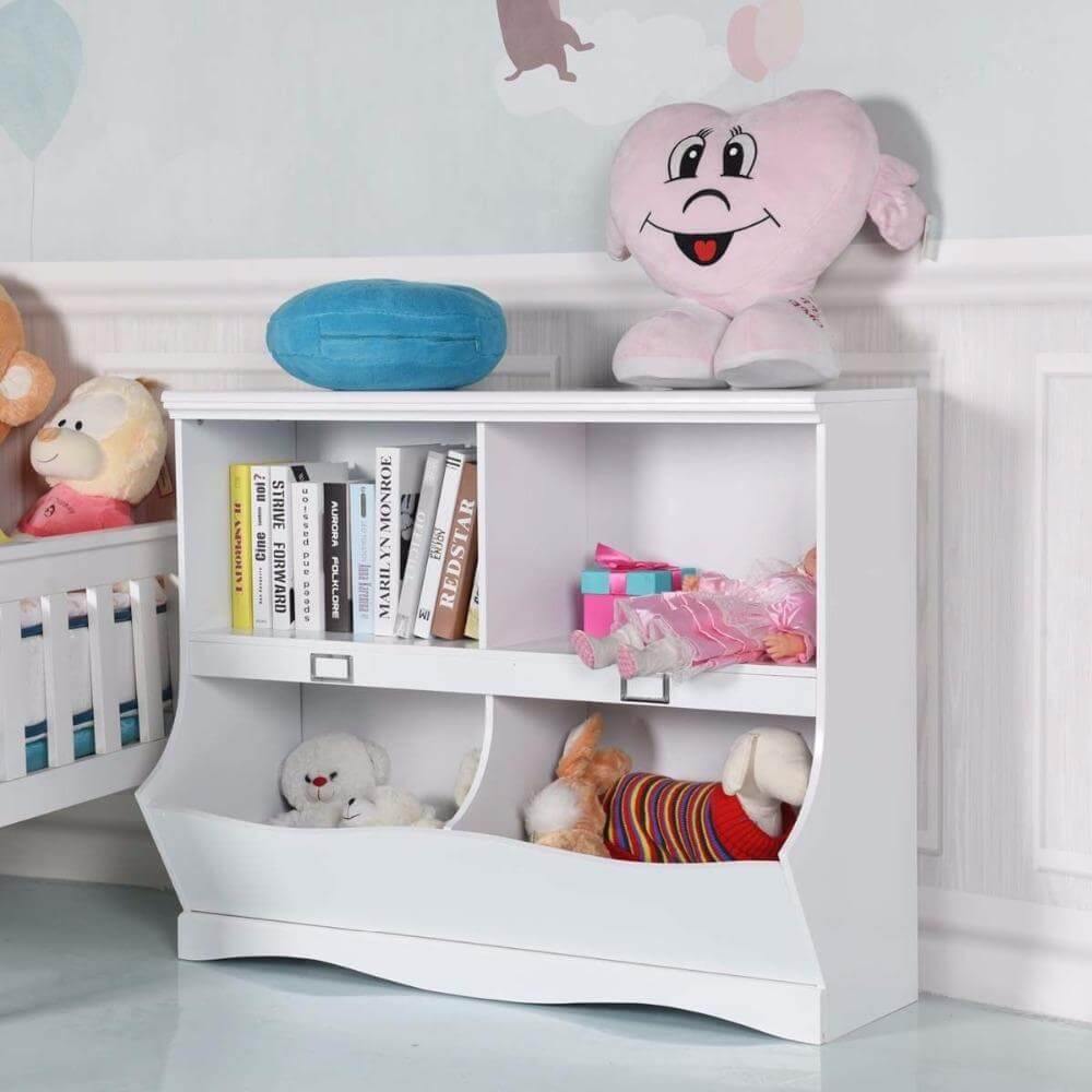 Children's Solid Wood Bookcase Toy Organizer - Luxicro