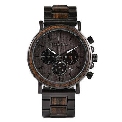 Classic Brown Leather Quartz Watch with Glow Hands