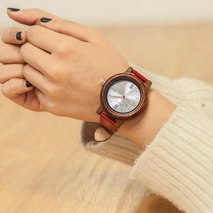 Stylish Wooden Ladies Watch with Date
