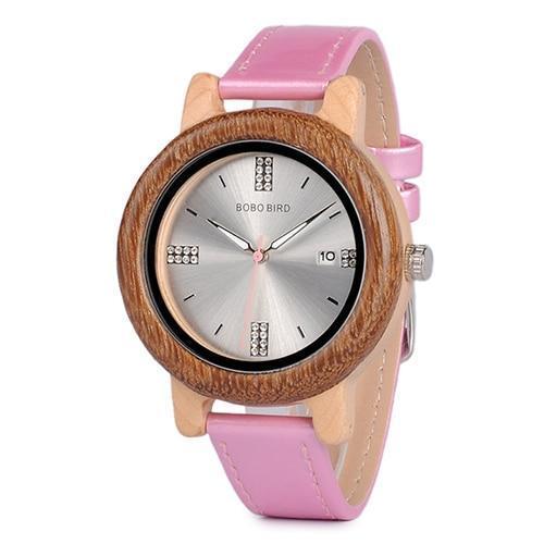 Stylish Wooden Ladies Watch with Date