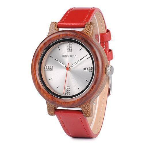 Stylish Wooden Ladies Watch with Date - Luxicro