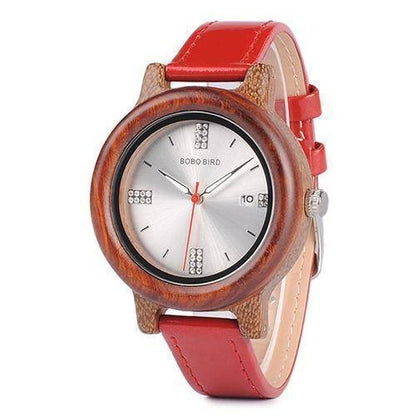 Stylish Wooden Ladies Watch with Date - Luxicro