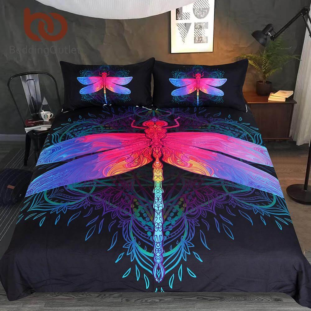 Vibrant Butterfly Print Comforter Bed Set 3 Piece - Luxicro