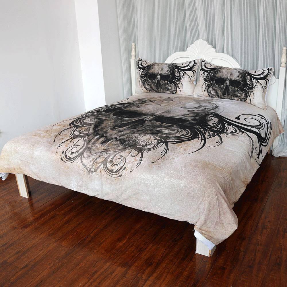 Edgy Black Skull Bed Sheet Set - Luxicro