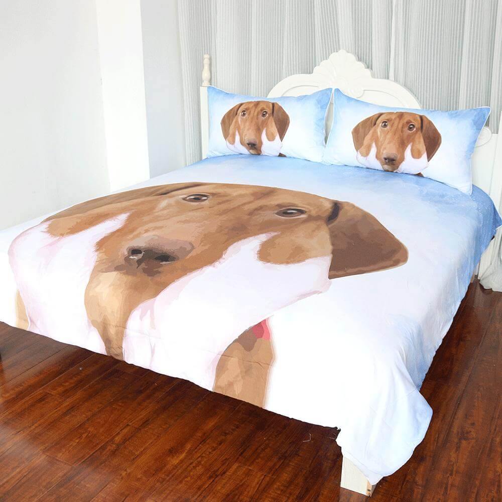 Cute Dog Floral Bed Sheet Set 3 Piece - Luxicro