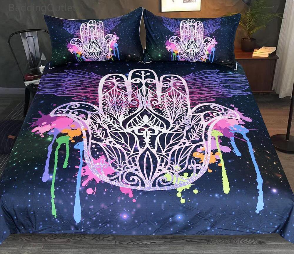 Cozy 3 Piece Hamsa Bedding Set Soft Duvet Cover - Luxicro