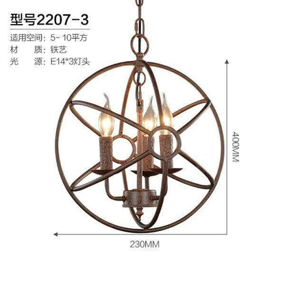 Circular Iron Bird Cage Pendant Light Fixture
