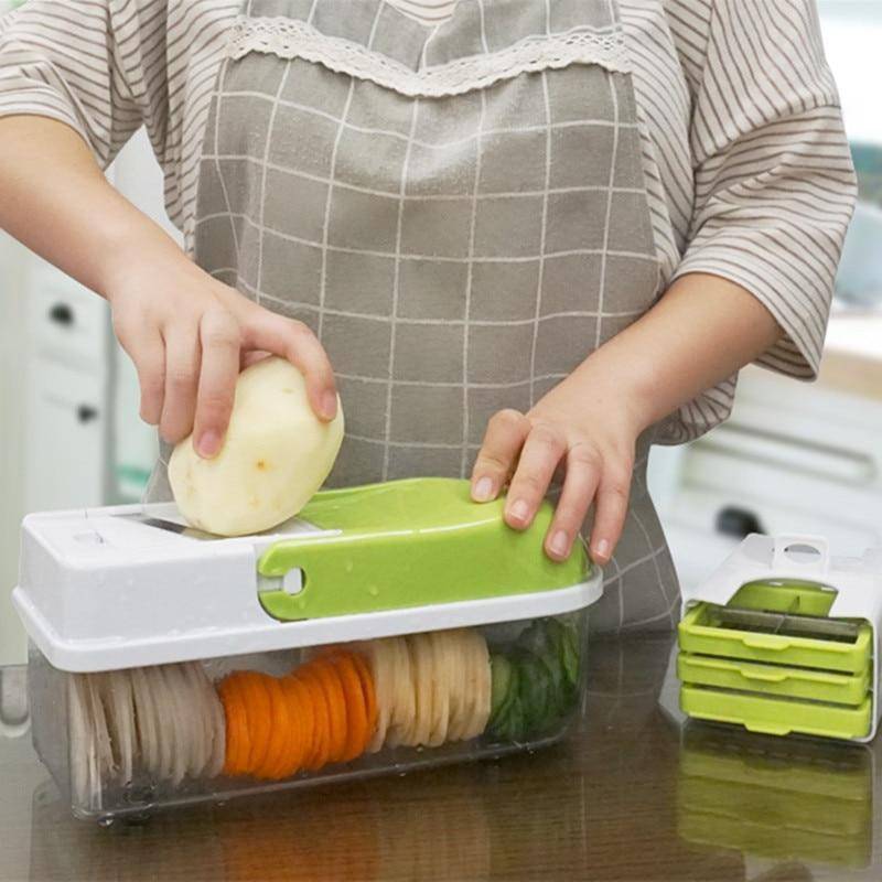 Premium Veggie Chopper with 8 Interchangeable Blades