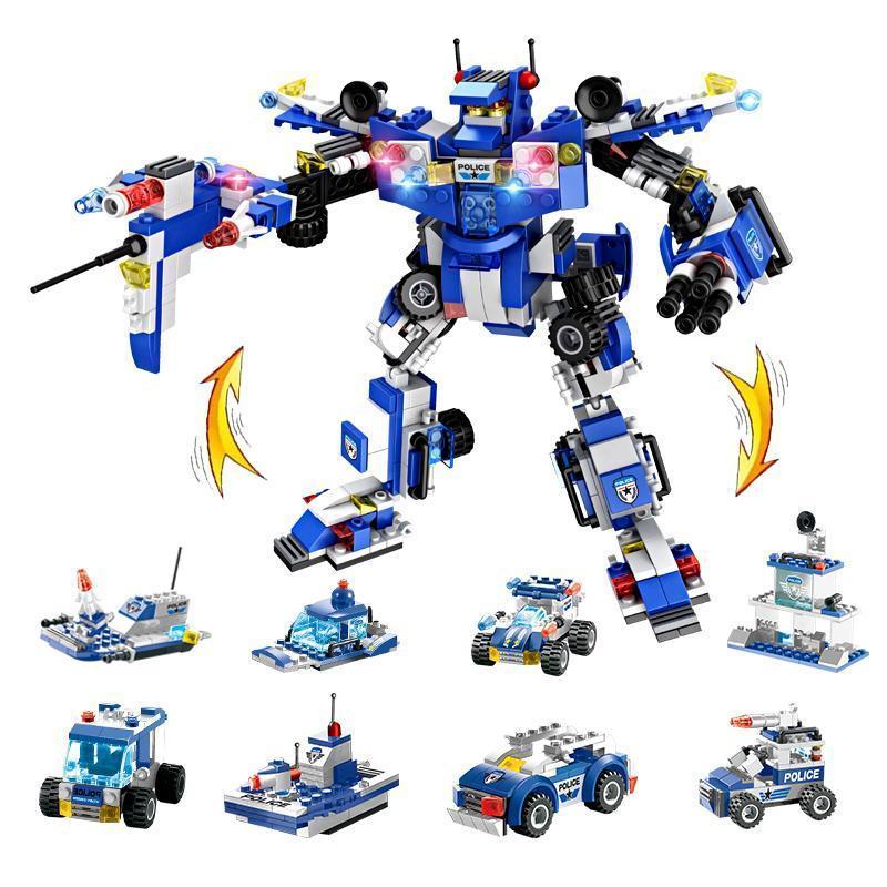 Ultimate 8-in-1 Remote Control Police Robot Building Set