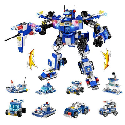 Ultimate 8-in-1 Remote Control Police Robot Building Set
