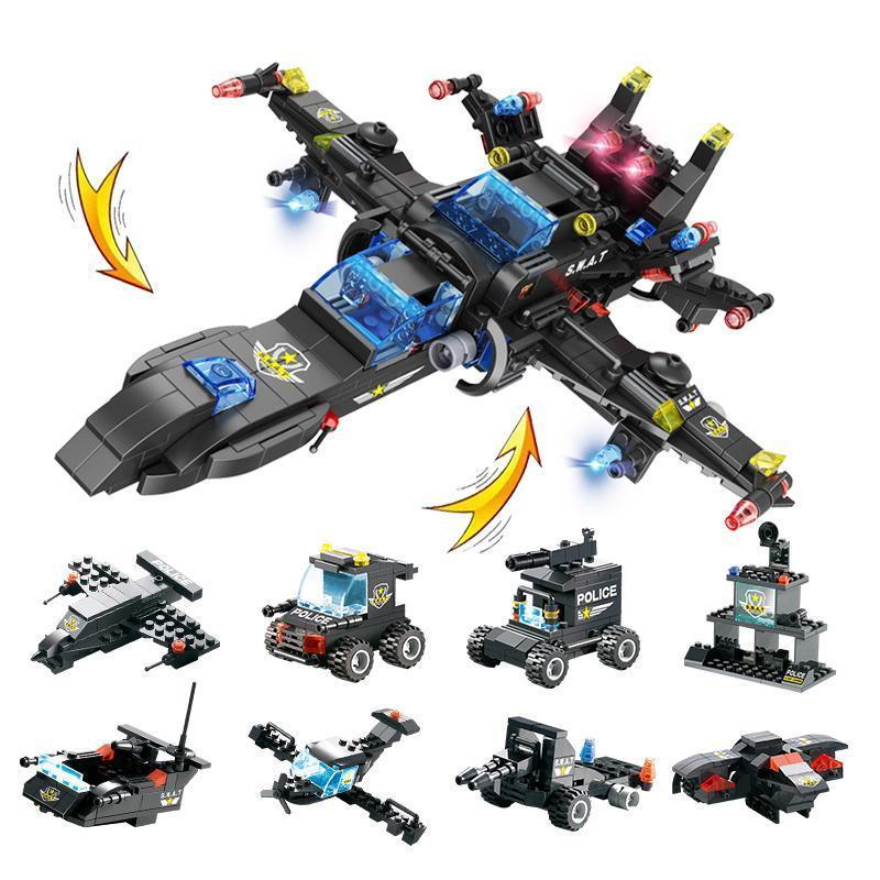 Ultimate 8-in-1 Remote Control Police Robot Building Set