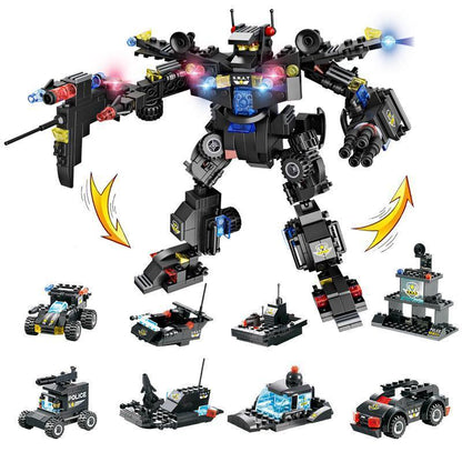 Ultimate 8-in-1 Remote Control Police Robot Building Set