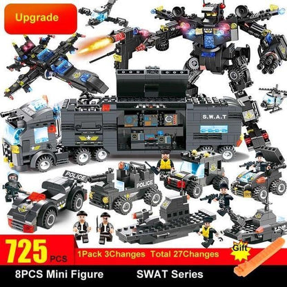 Ultimate 8-in-1 Remote Control Police Robot Building Set