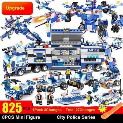 Ultimate 8-in-1 Remote Control Police Robot Building Set