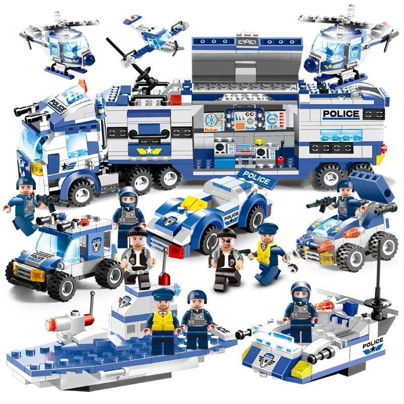 Big Police Car Lego Building Toy Set For Kids