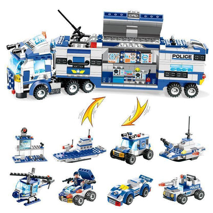 Big Police Car Lego Building Toy Set For Kids