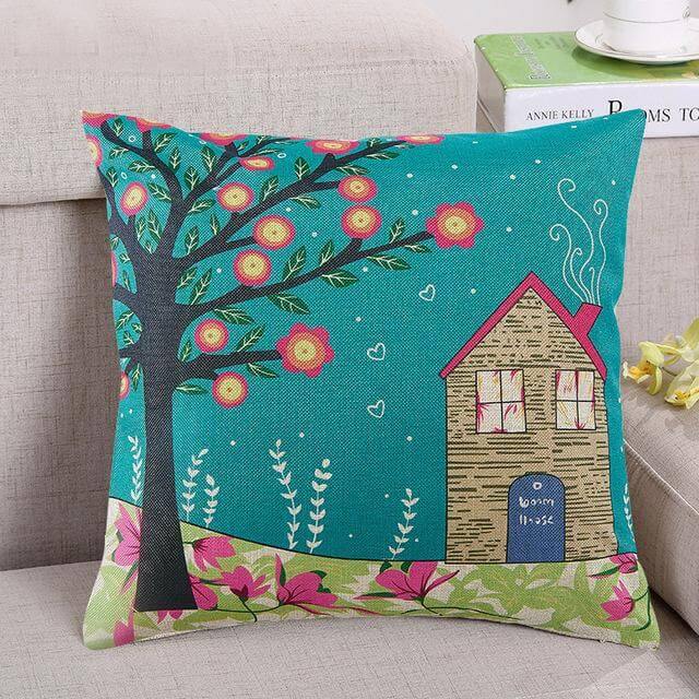 Vibrant Woodland Print Cushion Covers - Luxicro