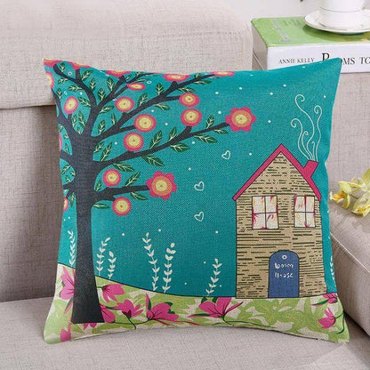 Vibrant Woodland Print Cushion Covers - Luxicro