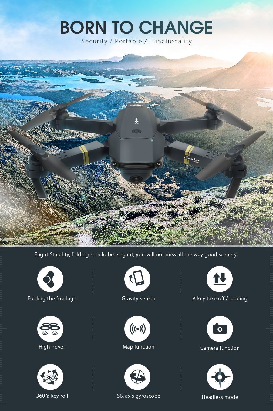 Compact Lightweight HD Foldable Drone 2MP Camera