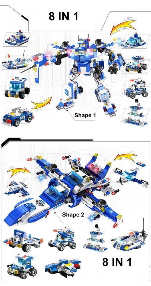 Complete 8-in-1 Police Robot Lego Building Kit