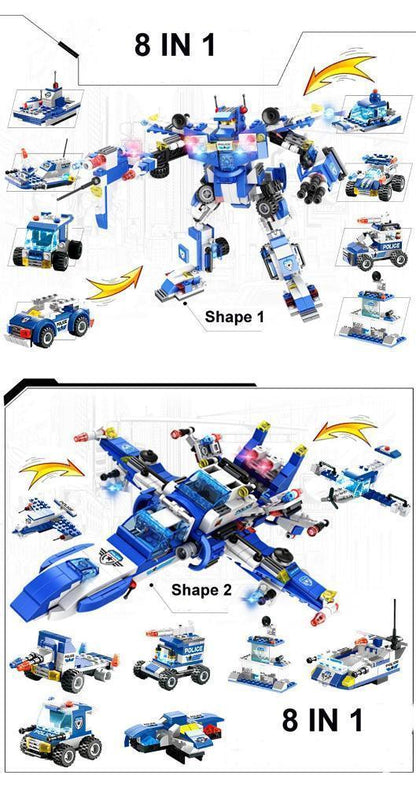 Complete 8-in-1 Police Robot Lego Building Kit