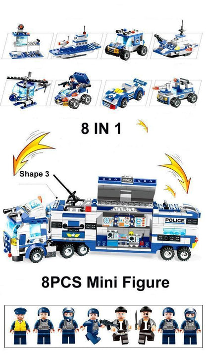 Complete 8-in-1 Police Robot Lego Building Kit