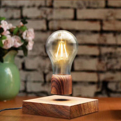 Unique Floating LED Desk Lamp with Wood Stand