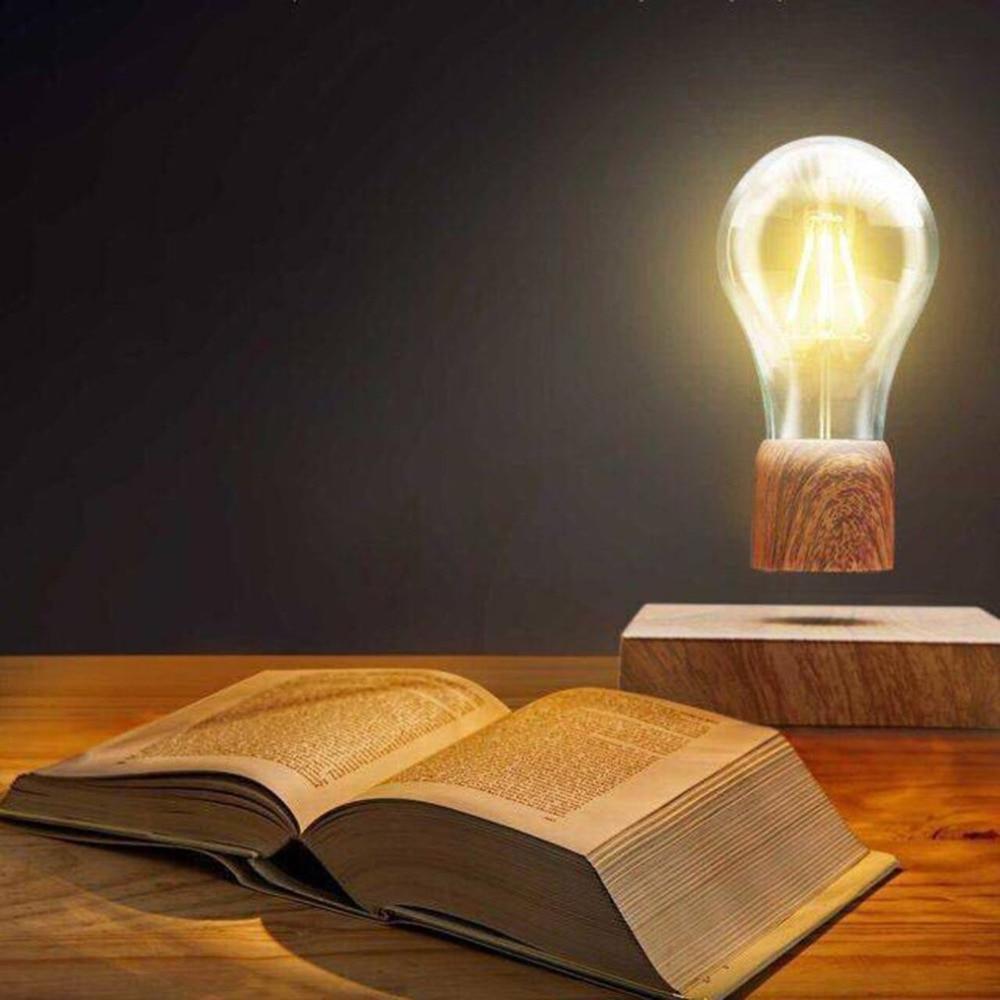 Unique Floating LED Desk Lamp with Wood Stand