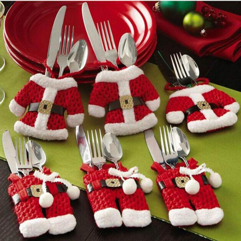 Festive Holiday 6pc Santa Tableware Holders