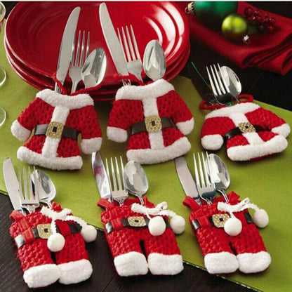Festive Holiday 6pc Santa Tableware Holders