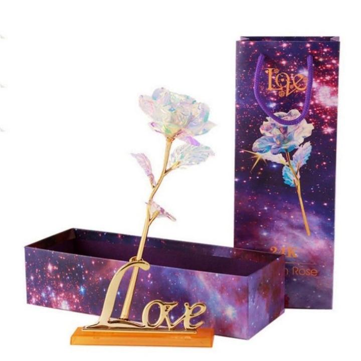 Luxury Gold Rose in Glass Dome with Stand Option