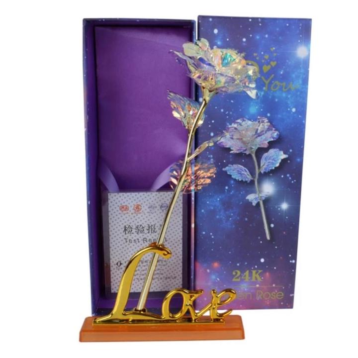 Luxury Gold Rose in Glass Dome with Stand Option - Luxicro