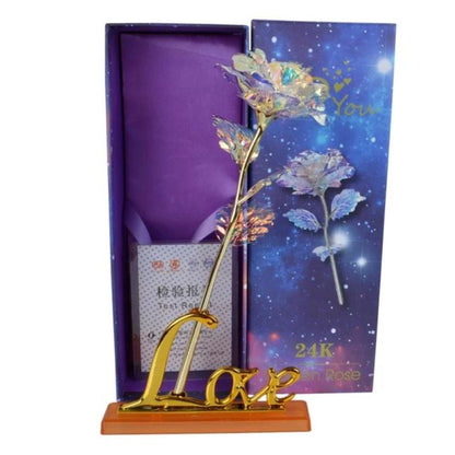 Luxury Gold Rose in Glass Dome with Stand Option - Luxicro