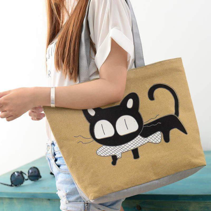 Fashionable Feline Pattern Shoulder Bag